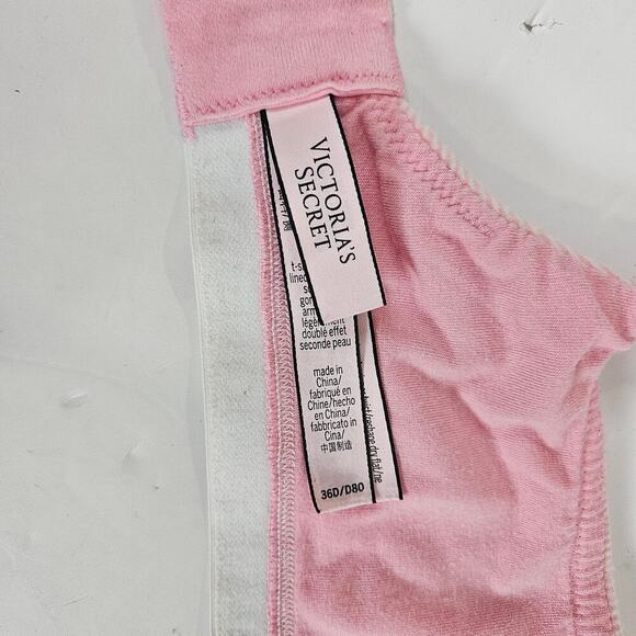 Victoria Secret T-Shirt Lightly Lined Demi  Bra Pink Dot Logo Print Size 36D - Picture 3 of 4